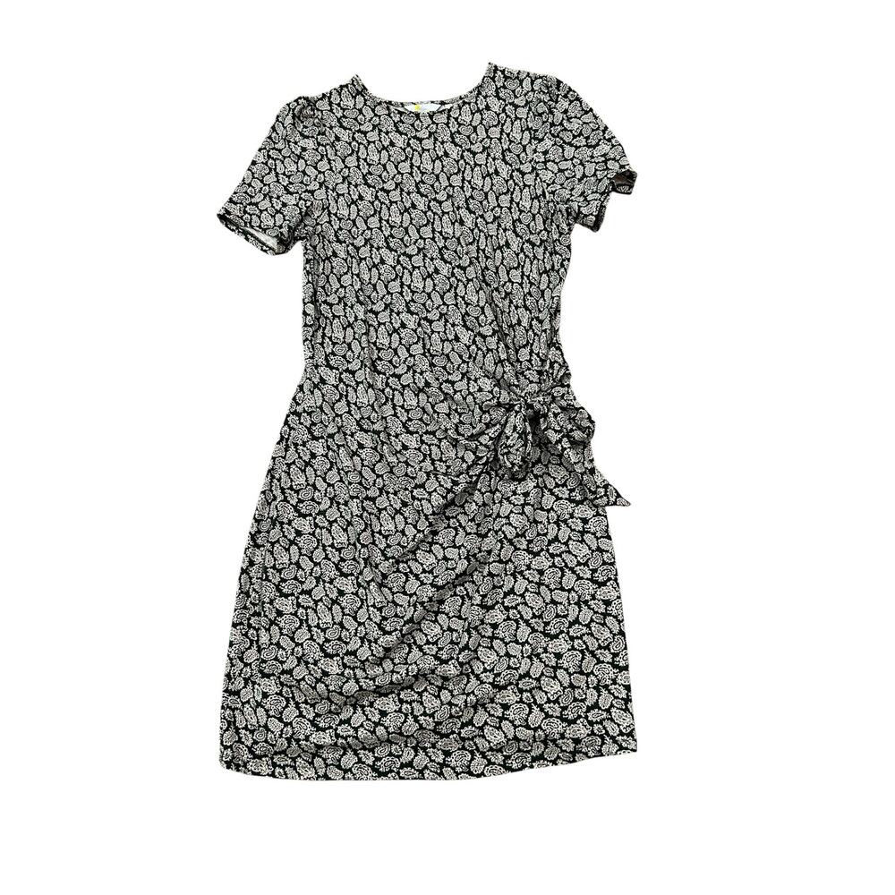 Boden Paisley Faux Wrap Dress Side Tie Midi Dark Academia Minimalist 10 -